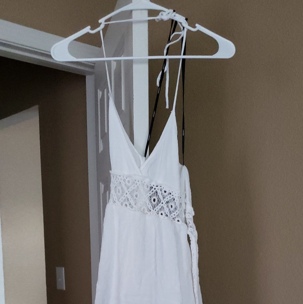 White halter maxi dress